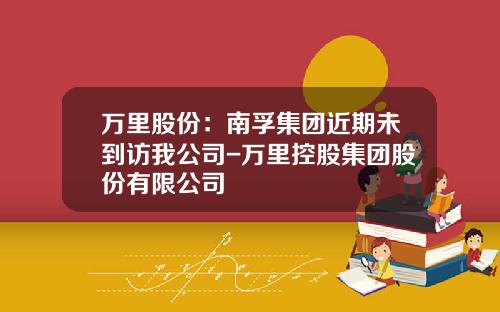 万里股份：南孚集团近期未到访我公司-万里控股集团股份有限公司