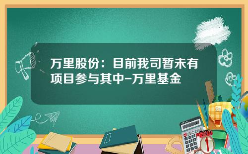 万里股份：目前我司暂未有项目参与其中-万里基金