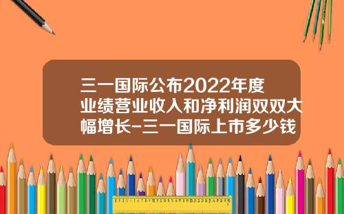 三一国际公布2022年度业绩营业收入和净利润双双大幅增长-三一国际上市多少钱