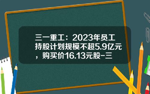 三一重工：2023年员工持股计划规模不超5.9亿元，购买价16.13元股-三一重工股票资讯