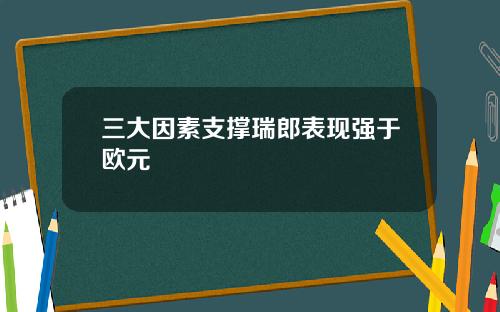 三大因素支撑瑞郎表现强于欧元