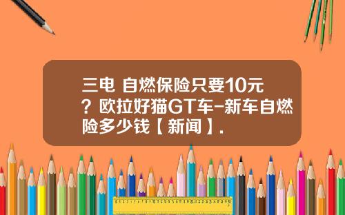 三电+自燃保险只要10元？欧拉好猫GT车-新车自燃险多少钱【新闻】.