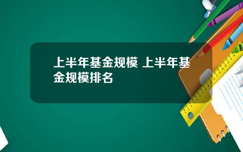 上半年基金规模 上半年基金规模排名