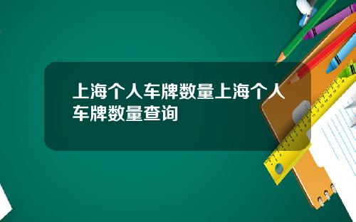上海个人车牌数量上海个人车牌数量查询