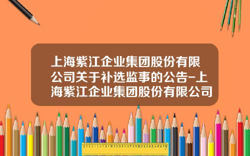 上海紫江企业集团股份有限公司关于补选监事的公告-上海紫江企业集团股份有限公司董事长
