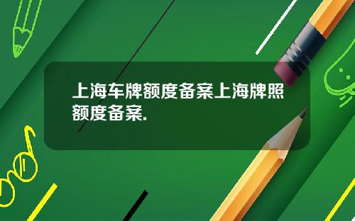 上海车牌额度备案上海牌照额度备案.