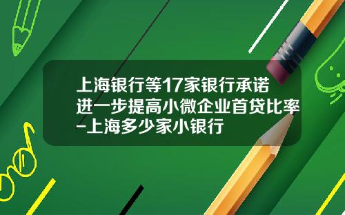 上海银行等17家银行承诺进一步提高小微企业首贷比率-上海多少家小银行