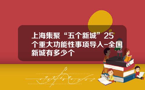 上海集聚“五个新城”25个重大功能性事项导入-全国新城有多少个