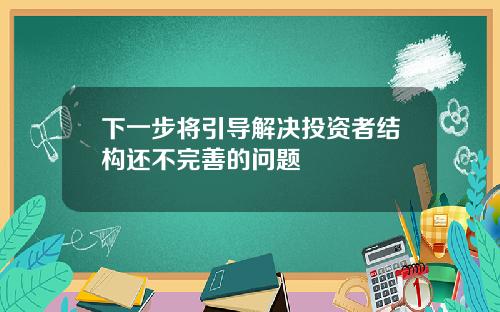 下一步将引导解决投资者结构还不完善的问题