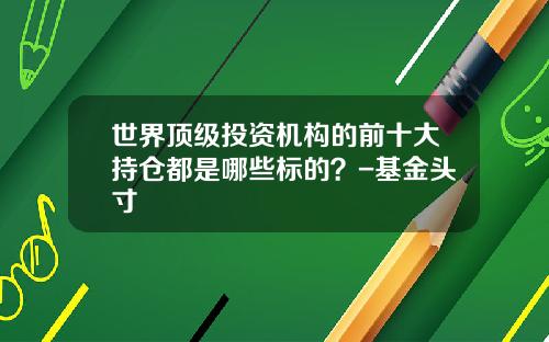 世界顶级投资机构的前十大持仓都是哪些标的？-基金头寸