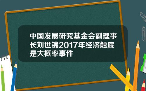 中国发展研究基金会副理事长刘世锦2017年经济触底是大概率事件