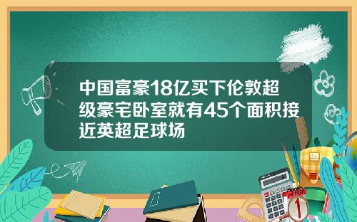 中国富豪18亿买下伦敦超级豪宅卧室就有45个面积接近英超足球场