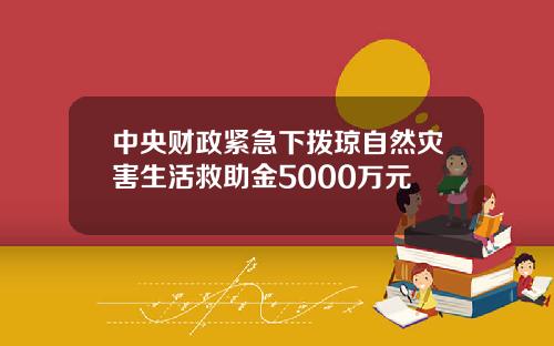 中央财政紧急下拨琼自然灾害生活救助金5000万元
