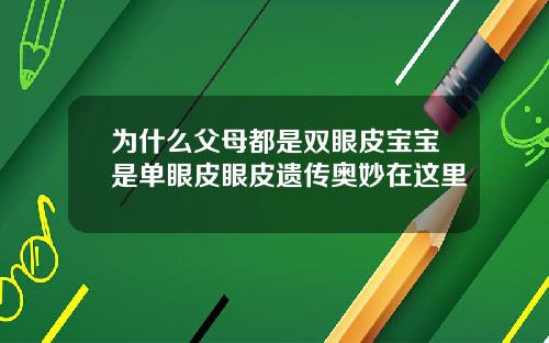 为什么父母都是双眼皮宝宝是单眼皮眼皮遗传奥妙在这里
