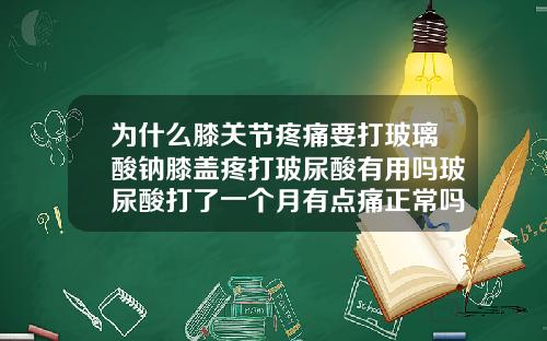 为什么膝关节疼痛要打玻璃酸钠膝盖疼打玻尿酸有用吗玻尿酸打了一个月有点痛正常吗