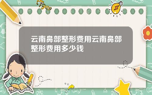 云南鼻部整形费用云南鼻部整形费用多少钱
