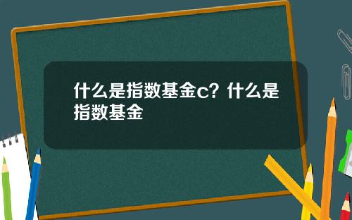 什么是指数基金c？什么是指数基金