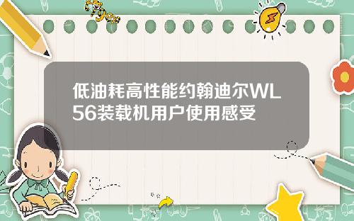 低油耗高性能约翰迪尔WL56装载机用户使用感受