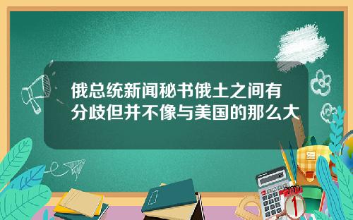 俄总统新闻秘书俄土之间有分歧但并不像与美国的那么大