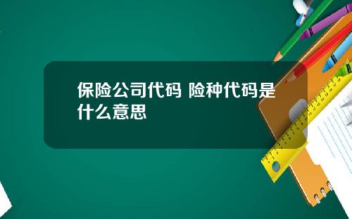 保险公司代码 险种代码是什么意思