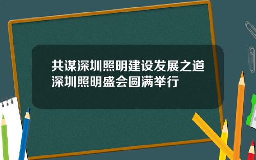 共谋深圳照明建设发展之道深圳照明盛会圆满举行