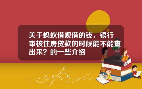 关于蚂蚁借呗借的钱，银行审核住房贷款的时候能不能查出来？的一些介绍
