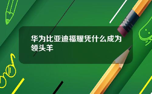 华为比亚迪福耀凭什么成为领头羊