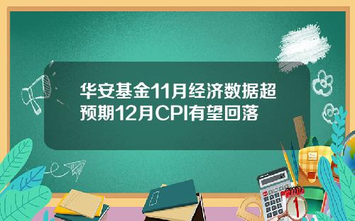 华安基金11月经济数据超预期12月CPI有望回落