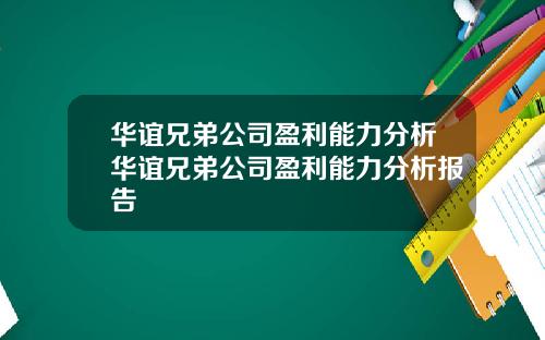 华谊兄弟公司盈利能力分析华谊兄弟公司盈利能力分析报告