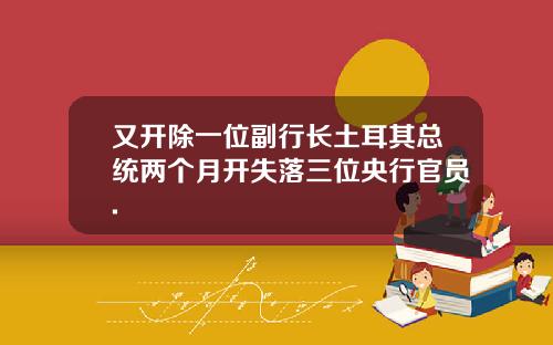又开除一位副行长土耳其总统两个月开失落三位央行官员.