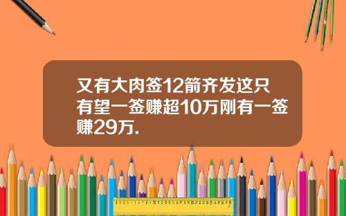 又有大肉签12箭齐发这只有望一签赚超10万刚有一签赚29万.