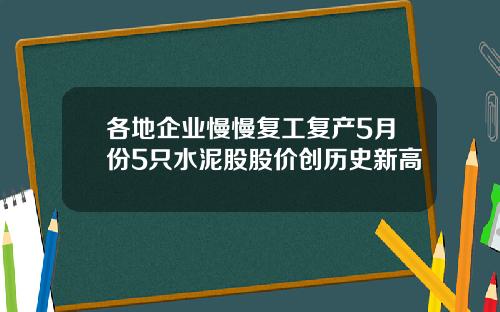 各地企业慢慢复工复产5月份5只水泥股股价创历史新高