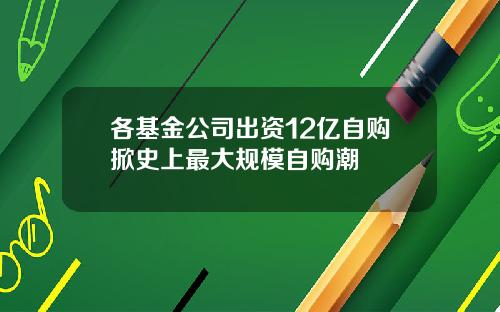 各基金公司出资12亿自购掀史上最大规模自购潮