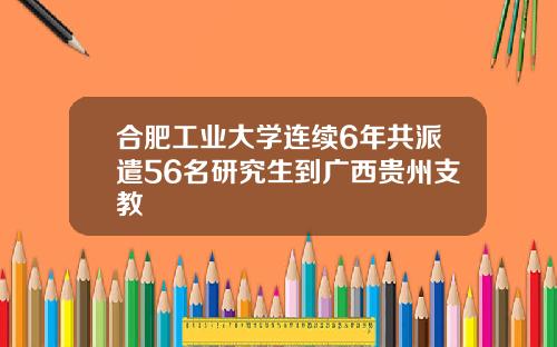 合肥工业大学连续6年共派遣56名研究生到广西贵州支教