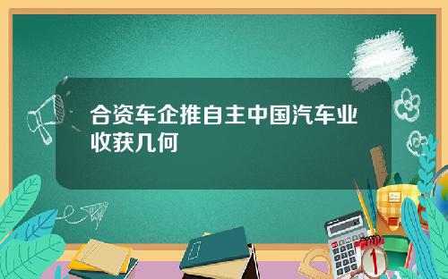 合资车企推自主中国汽车业收获几何