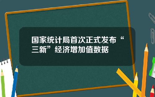 国家统计局首次正式发布“三新”经济增加值数据