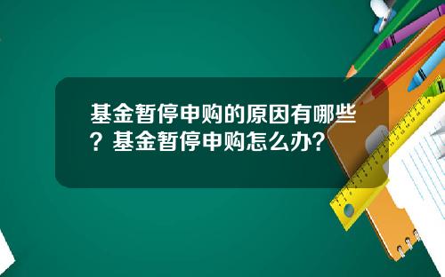 基金暂停申购的原因有哪些？基金暂停申购怎么办？