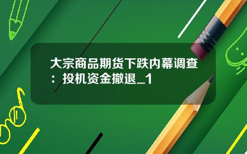 大宗商品期货下跌内幕调查：投机资金撤退_1