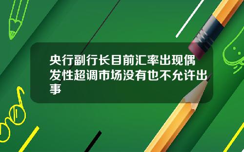 央行副行长目前汇率出现偶发性超调市场没有也不允许出事