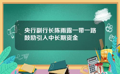 央行副行长陈雨露一带一路鼓励引入中长期资金