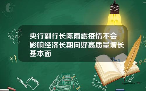 央行副行长陈雨露疫情不会影响经济长期向好高质量增长基本面