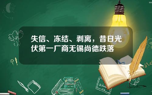 失信、冻结、剥离，昔日光伏第一厂商无锡尚德跌落