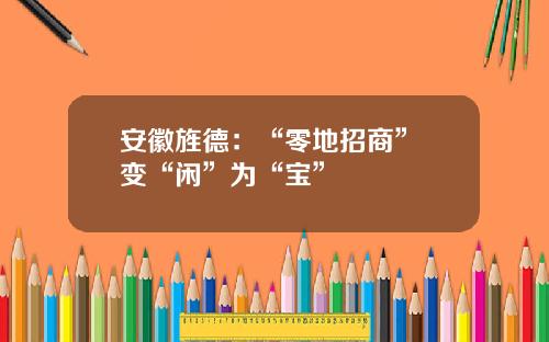 安徽旌德：“零地招商” 变“闲”为“宝”