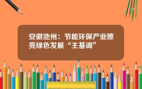 安徽池州：节能环保产业擦亮绿色发展“主基调”
