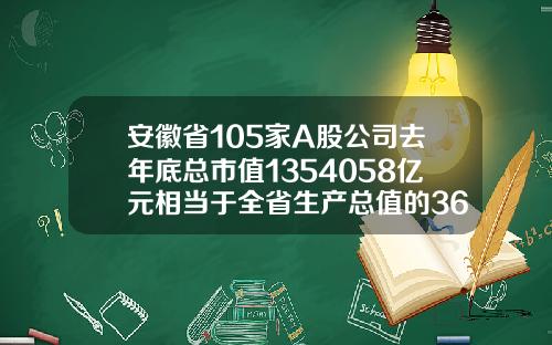 安徽省105家A股公司去年底总市值1354058亿元相当于全省生产总值的3648