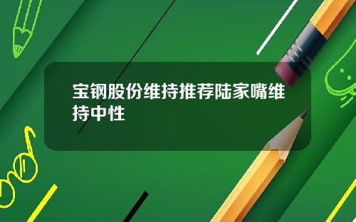 宝钢股份维持推荐陆家嘴维持中性