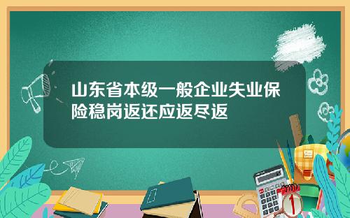 山东省本级一般企业失业保险稳岗返还应返尽返