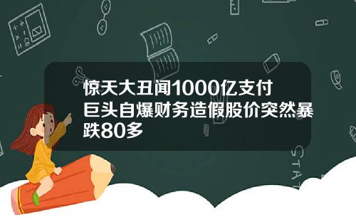 惊天大丑闻1000亿支付巨头自爆财务造假股价突然暴跌80多