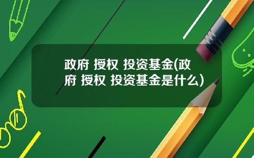 政府 授权 投资基金(政府 授权 投资基金是什么)