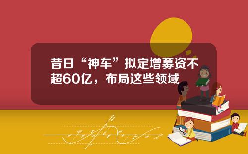 昔日“神车”拟定增募资不超60亿，布局这些领域